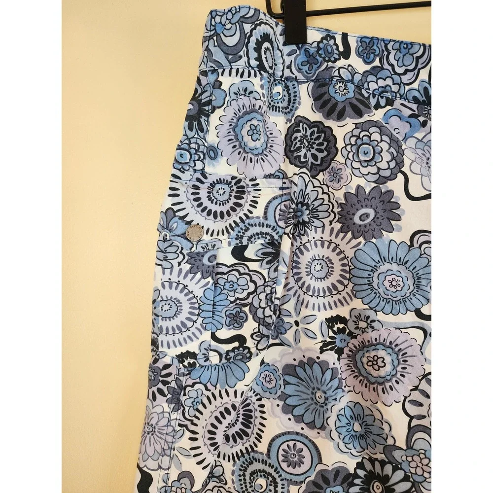 Michael Kors Swim Trunks Men XL Blue Floral Paisley Side Snap Pocket LinedShorts